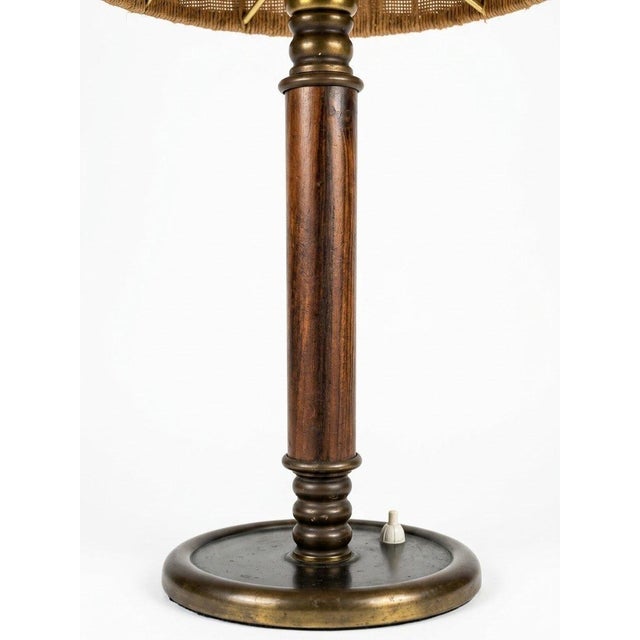 Vintage Danish Table Lamp in Teak, Brass and Rope, 1960s, in Very Good conditions. Designed 1960 to 1969 European Plug (up...