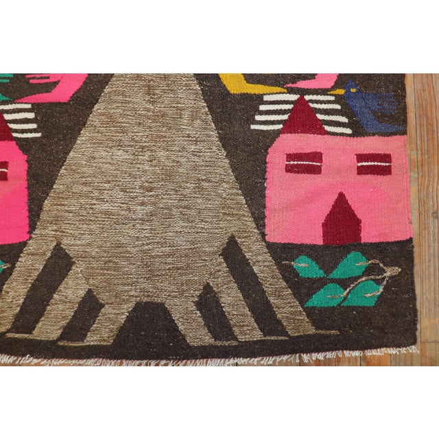 Mid 20th Century Vintage Pictorial Kilim - 3'2" x 4'8" For Sale - Image 5 of 7