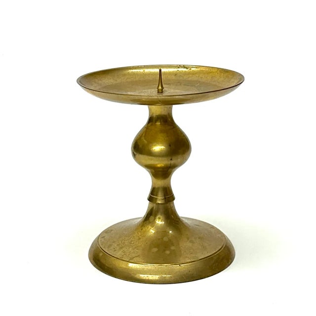 Authentic Brass Pillar Candle Holder Curation - Group of 5 For Sale - Image 4 of 8