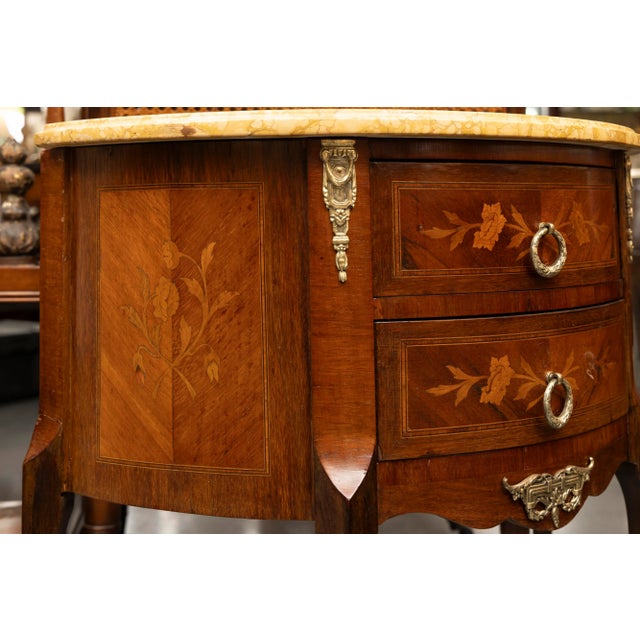Diminutive Louis XV Style Demilune Commode With Marble Top For Sale - Image 4 of 11