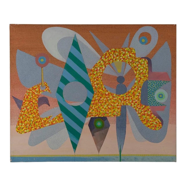 Leo Guida, Pink Geometries, Original Oil Paint on Canvas, 1970s For Sale
