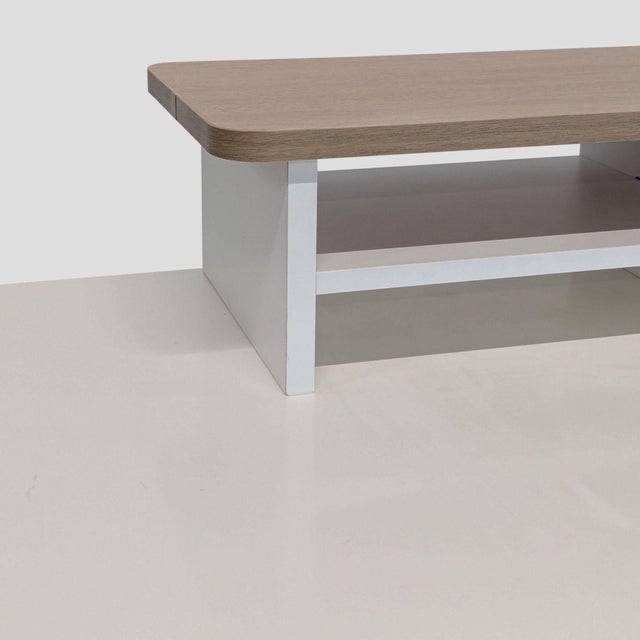Wood West Elm Quinn Modern Desk With Three Drawers and Raised Shelf For Sale - Image 7 of 12