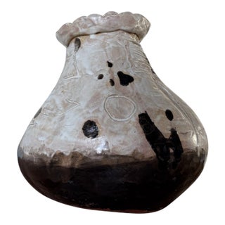 1970's Vintage Polly Abstract Studio Art Pottery Ceramic Vase - Signed For Sale