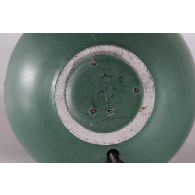 Danish Art Deco Green Ceramic Ball Table Lamp by P. Ipsens Enke, 1940s For Sale - Image 10 of 11