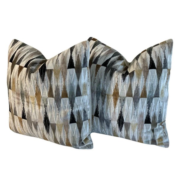 Traditional Osborne and Little “Landsdowne Colville” Charcoal Pillow Covers a Pair 18”/18” For Sale - Image 3 of 4