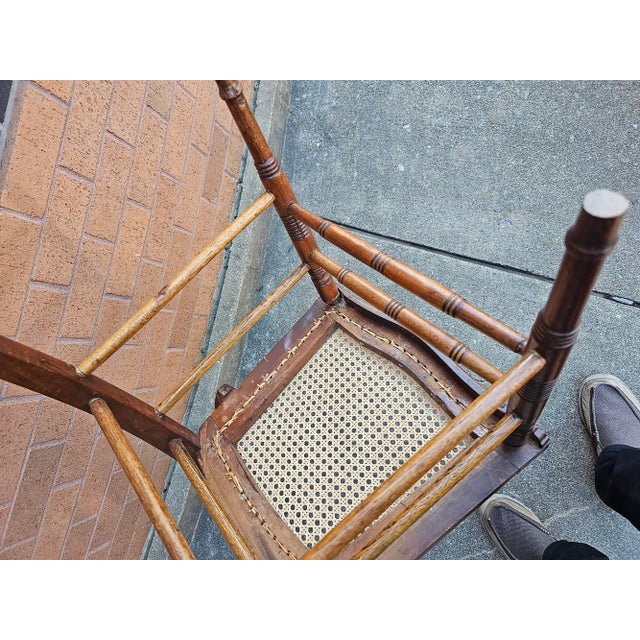 Pair of Victorian Walnut Carved and Spindle Cane Seat Side Chairs For Sale - Image 10 of 10