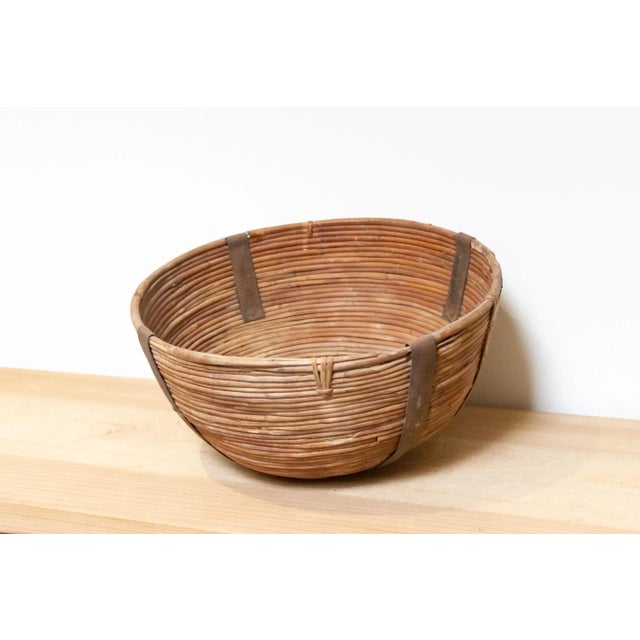 1950s Large Handwoven Farmhouse Basket For Sale - Image 5 of 6