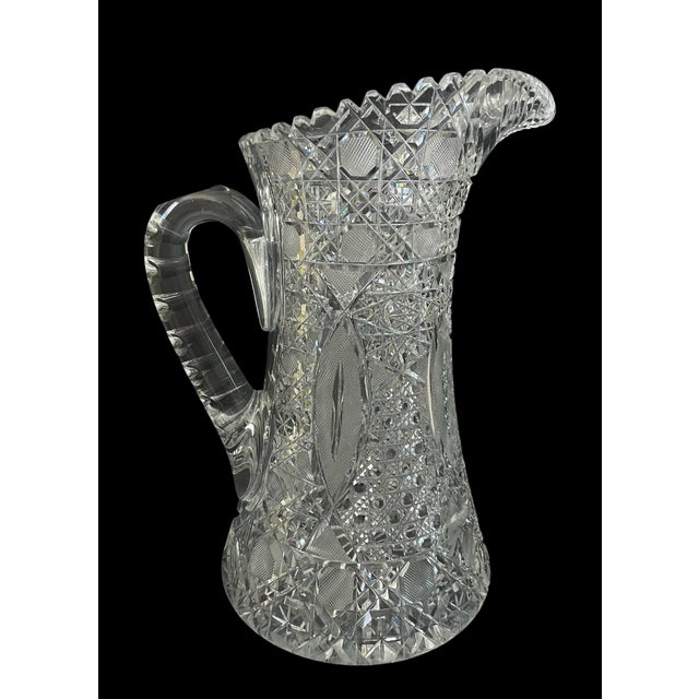 Late 19th Century Antique Abp American Brilliant Period Cut Glass Pitcher Tankard. For Sale - Image 5 of 10