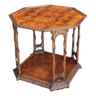 French Octagonal Burr Walnut Table, 1920 For Sale