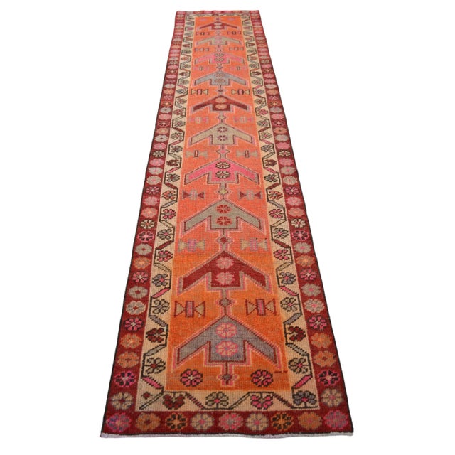 1970s Tribal Motifs Hand-Knotted Kurdish Runner For Sale - Image 5 of 12