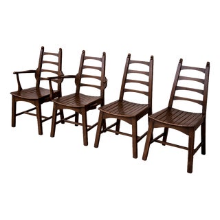Arts & Crafts Brutalist Oak Dining Chairs by Webber of Croydon, 1960s, Set of 4 For Sale