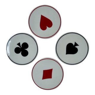 Vintage Modern "Ace" Ceramic Coasters, Set of 4 For Sale