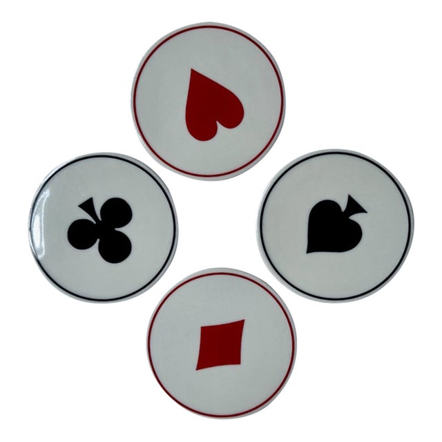 Vintage Modern "Ace" Ceramic Coasters, Set of 4 For Sale
