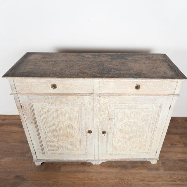 Early 19th Century Original Painted Swedish Tall Pine Sideboard For Sale - Image 4 of 15