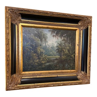 Original Oil Painting of Lush Waterscape For Sale