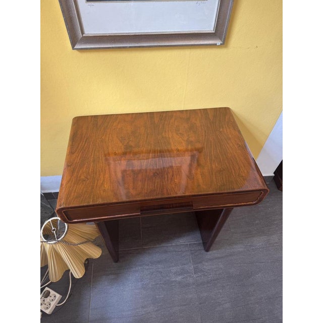 Art Deco console table Beautiful shape with rounded edges, one drawer Restored condition