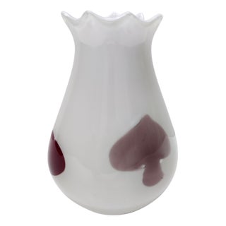 Vintage White Murano Glass Vase by Dino Martens for Aureliano Toso, 1950s For Sale