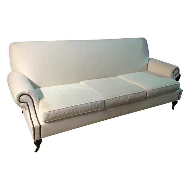 White Linen Sofa Chairish
