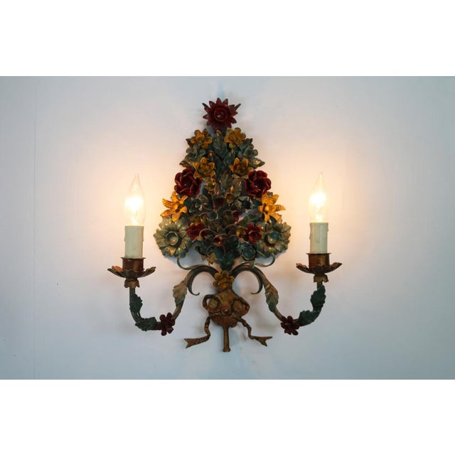 Florentine Hollywood Regency Wall Lamps, Italy, 1960s, Set of 2 For Sale - Image 4 of 13