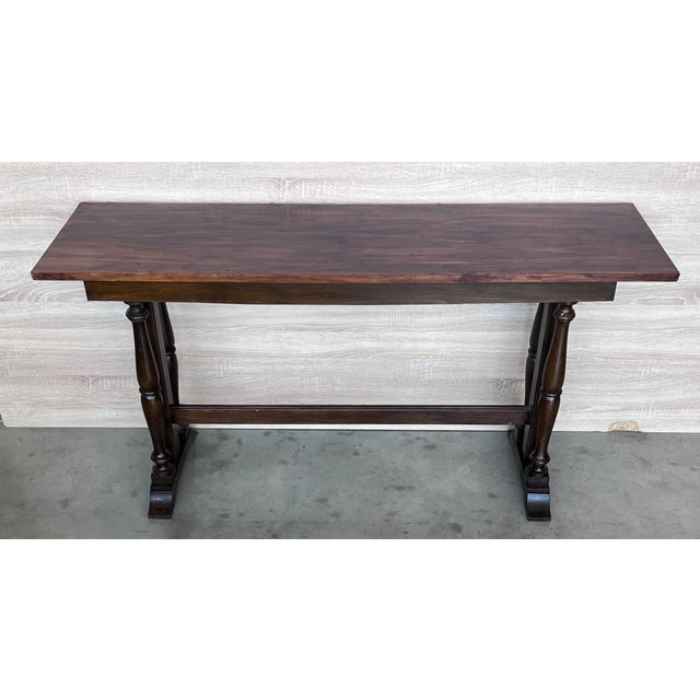 20th Century Spanish Walnut Side Table or Console Table With Triple Leg For Sale - Image 4 of 8