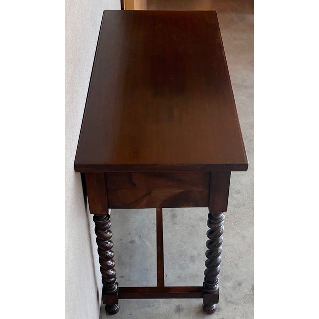 1900 - 1909 Early 20th Century Spanish Carved Console Table With Turned Legs For Sale - Image 5 of 10