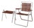 Mid-Century Aluminum & Wood Slat Chair With Side Table Set For Sale