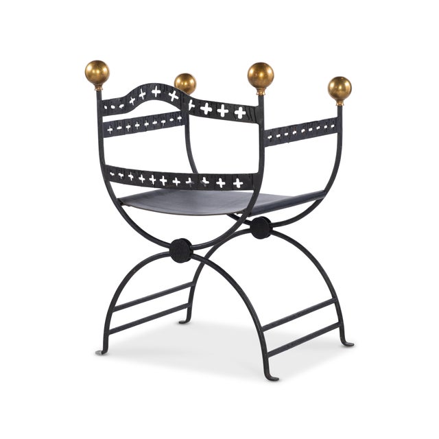 2020s Tara Shaw for Century Furniture Dante Iron Savonarola Chair For Sale - Image 5 of 7