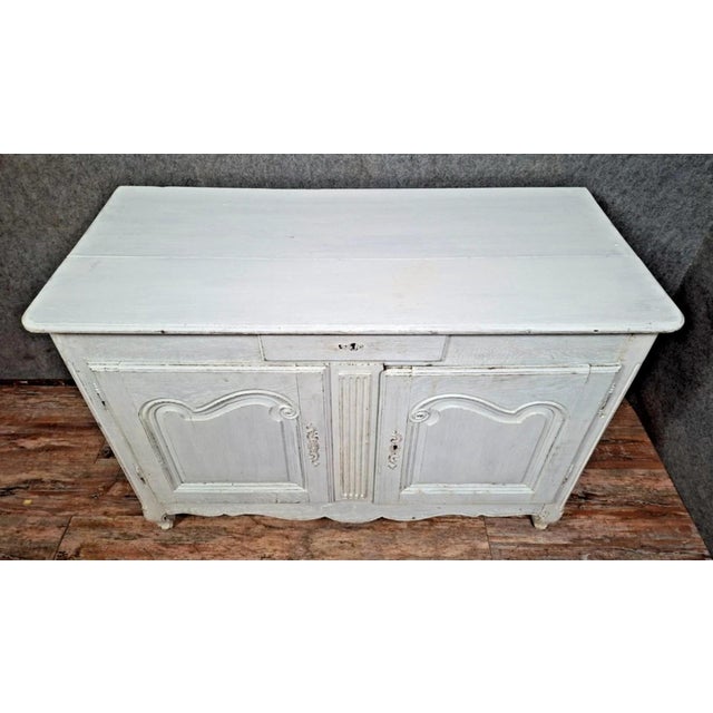 Small Rustic Louis XV Sideboard in Natural Painted Wood For Sale - Image 4 of 10