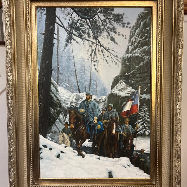 This oil on canvas painting titled The Romney Expedition" copy made by A.Degrazio of Civil War artist John Paul Strain,...