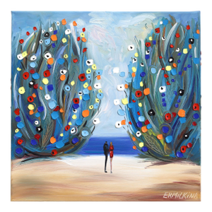 The Sea Garden - Colorful Figurative Abstract Textured Impasto Oil Painting on Canvas by Ekaterina Ermilkina