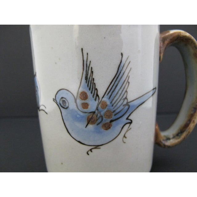 Mexican Ken Edwards El Palomar Blue Bird Flowers Mexican Tonala Folk Art Coffee Cup Mug For Sale - Image 3 of 10