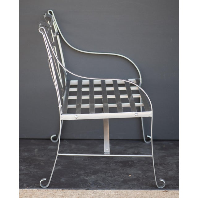 English Garden Seat or Bench of Painted Metal in the Regency Style For Sale - Image 9 of 12