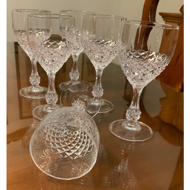 Hollywood Regency Vintage Diamond‑Cut Glass Aperitif & Sherry Goblets - Set of 6 For Sale - Image 3 of 6