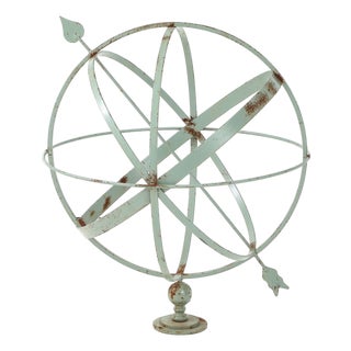 Celadon Painted English Mid-20th Century Iron Armillary For Sale