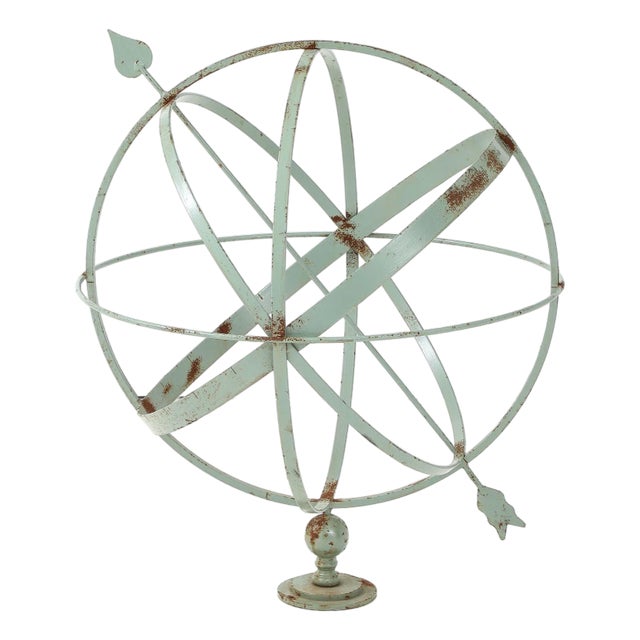 Celadon Painted English Mid-20th Century Iron Armillary For Sale