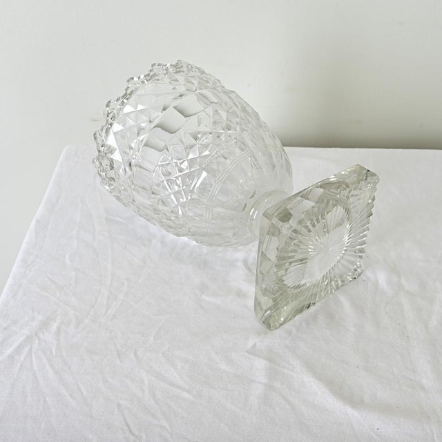 English Early 20th Century Cut Glass Large Vase For Sale - Image 9 of 10