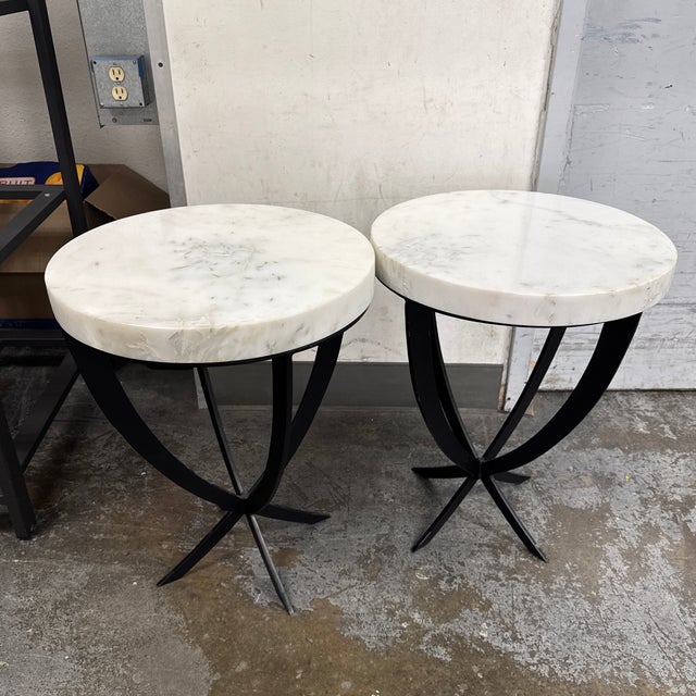 Design Plus Gallery presents the Pair of the Coronation Accent Tables by Revelation from Uttermost. Each table has a round...