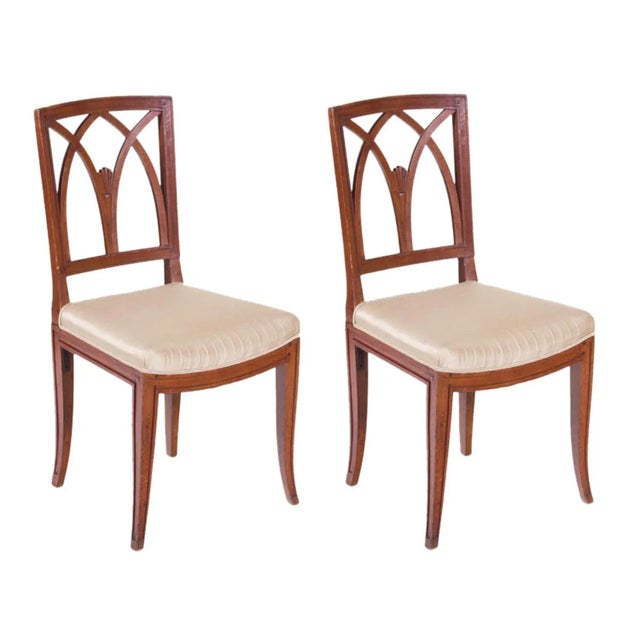 Italian Neoclassical Walnut Chairs - a Pair For Sale - Image 5 of 5
