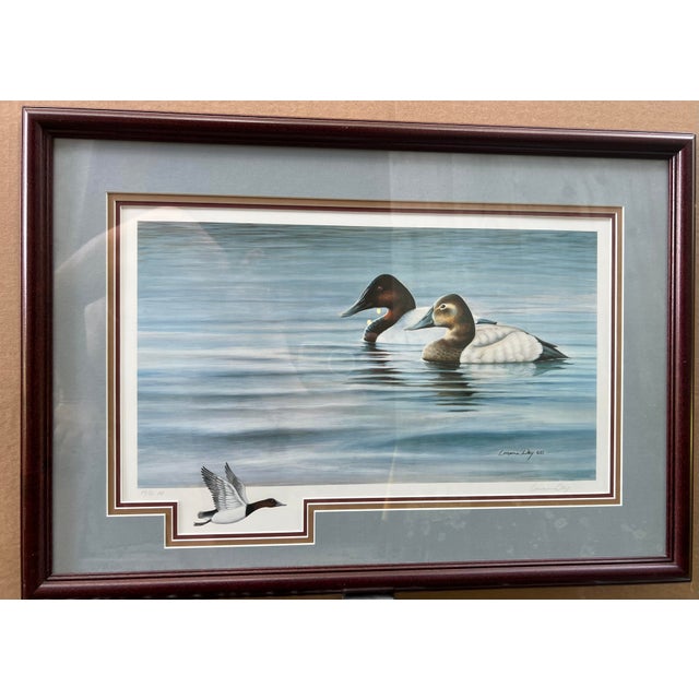 Late 20th Century Ducks on Lake, Print Artist Proof. Fully Framed & Tripple Matted With Glass. Marked: 14/50 Ap For Sale - Image 6 of 7