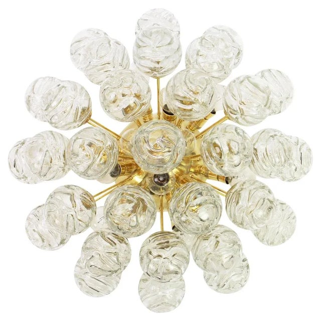 Spectacular sputnik flush mount with glass snowballs designed by doria, germany, 1970s all glass balls are in good...