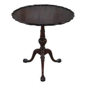 1900s Antique George III Chippendale Style Mahogany Tilt Top Pie Crust Tea Table