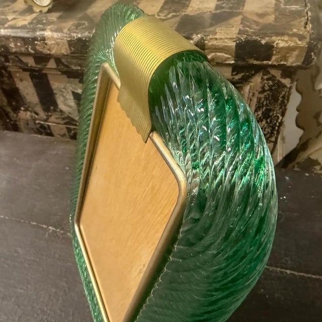 Green 1990s Barovier Style Art Deco Green Murano Glass Picture Frame For Sale - Image 8 of 14