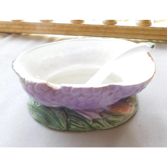 1990s Vintage Ceramic Duck Appetizer, Sauce Casserole With Matching Ceramic Spoon For Sale - Image 5 of 12