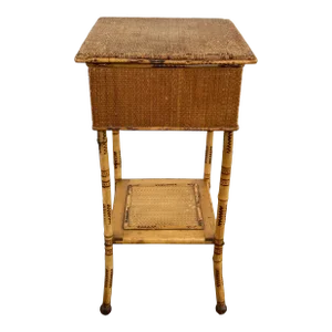 Antique Scorched Bamboo Sewing Table