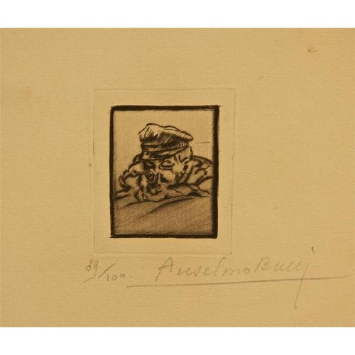 Etching and drypoint on paper. from the collection "Croquis du front Italien" - Album IV. Hand signed and numbered....