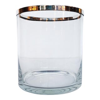 Vintage Glass & Chrome Ice Bucket For Sale