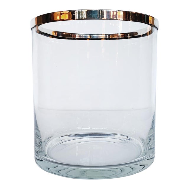 Vintage Glass & Chrome Ice Bucket For Sale