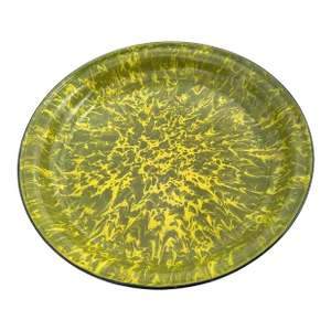 Vintage Green and Yellow Splatter Enamel Ware Drink Tray