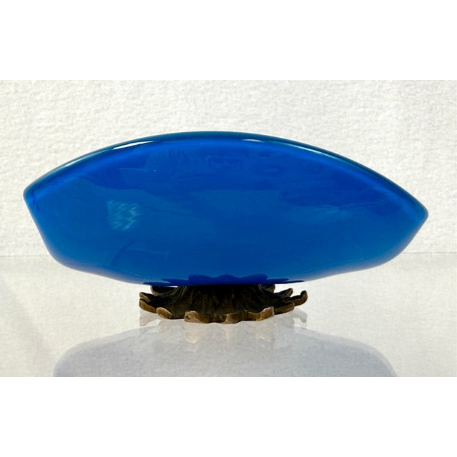 Metal Murano 1950s Aventurine Gold Fleck Inclusions MCM Brass Base Ashtray Bi-Fold Dish For Sale - Image 7 of 10