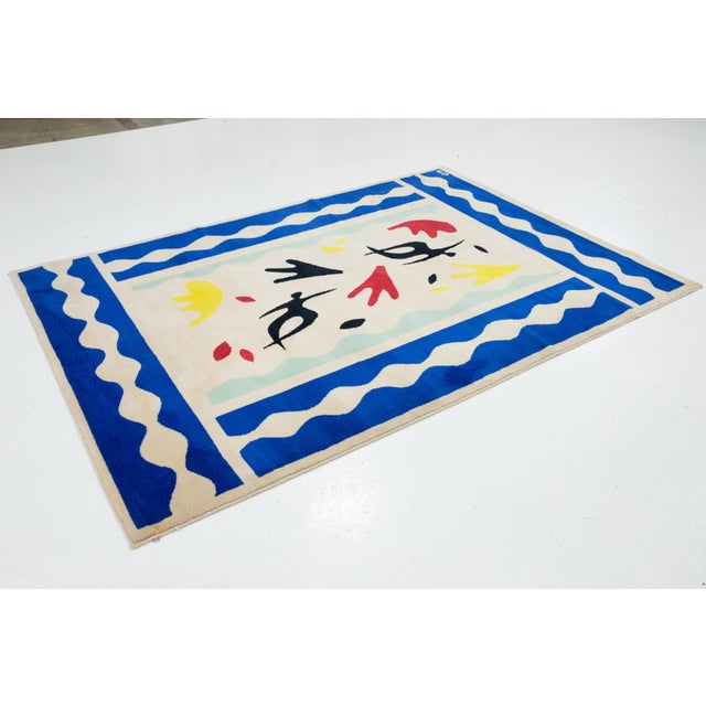 Arts & Crafts Vintage Arts & Crafts Ivory Wool Rug With Abstract Design For Sale - Image 3 of 9